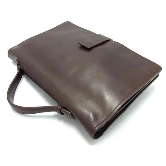 Versace (Authentic) Brown Leather Document Holder Top Handle Vintage Bag, VGUC - Picture 3 of 10